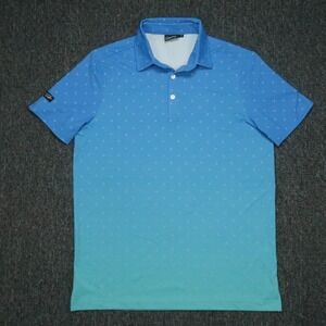 Sunday Swagger Shirt Men Small Blue Palms Performance Polo Short Sleeve Gradient
